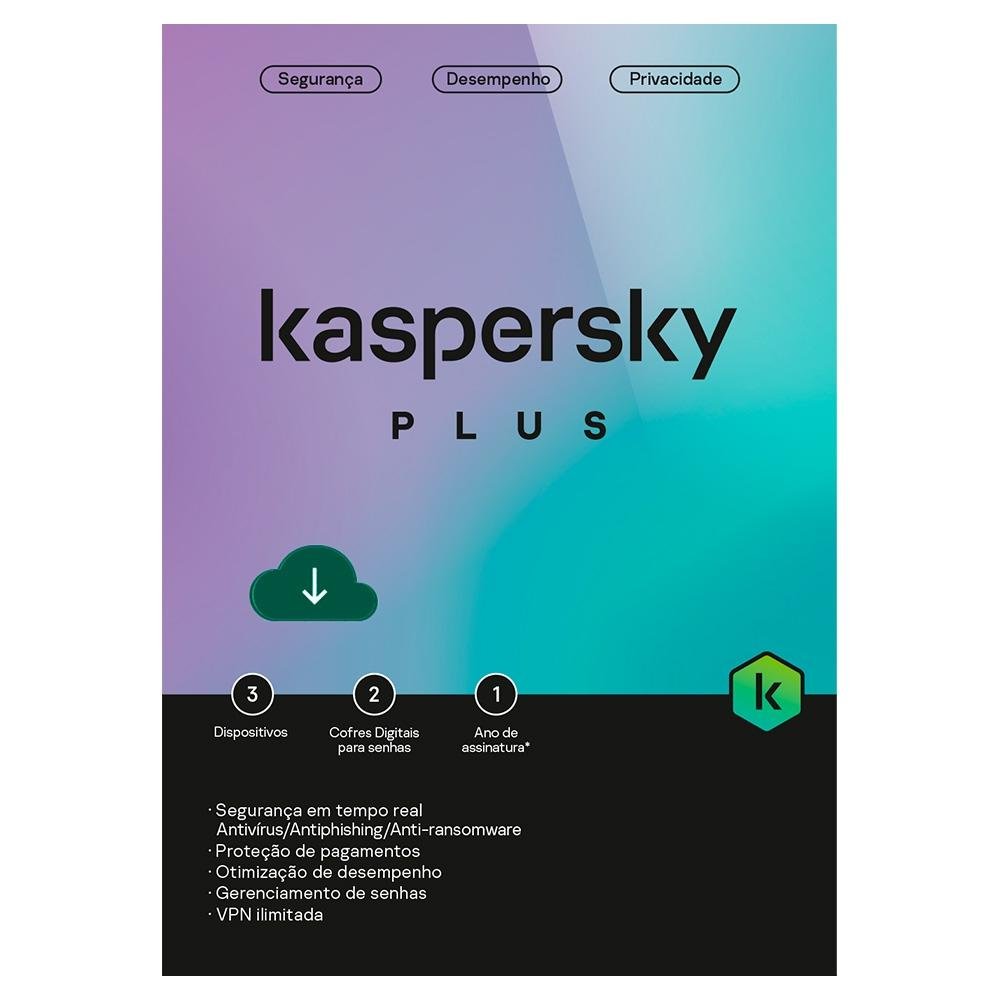 Kaspersky Antivírus Plus  3 Dispositivos 1 Ano, Digital para Download - KL1042KDCFS