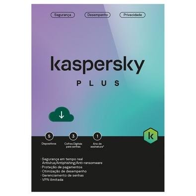 Kaspersky Antivírus Plus  5 Dispositivos 1 Ano, Digital para Download - KL1042KDEFS