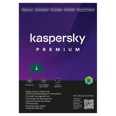 Kaspersky Antivírus Premium  20 Dispositivos 1 Ano, Digital para Download - KL1047KDNFS