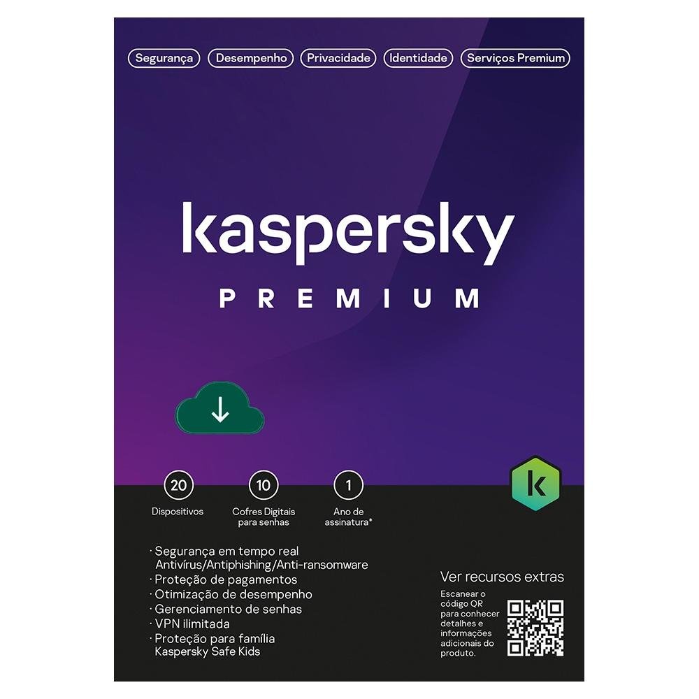 Kaspersky Antivírus Premium 20 Dispositivos 1 Ano, Digital para Download - KL1047KDNFS