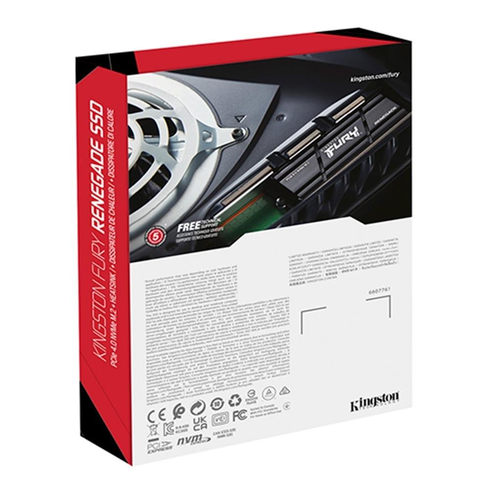 SSD Kingston Fury Renegade, 4TB, M.2 2280, PCIe 4.0 x4, NVMe, Leitura: 7300 MB/s, Gravação: 7000 MB/s, com Dissipador, Compatível com PS5 - SFYRDK/4000G