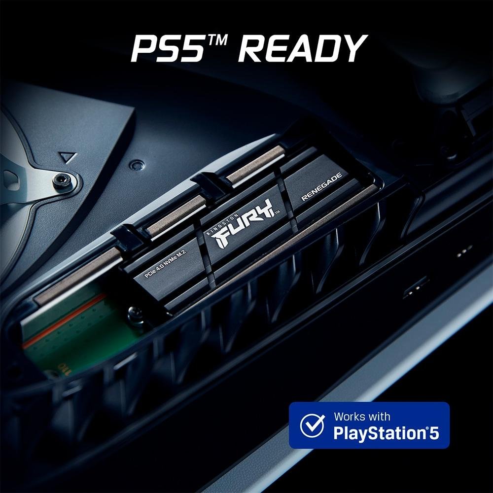 SSD Kingston Fury Renegade, 4TB, M.2 2280, PCIe 4.0 x4, NVMe, Leitura: 7300 MB/s, Gravação: 7000 MB/s, com Dissipador, Compatível com PS5 - SFYRDK/4000G