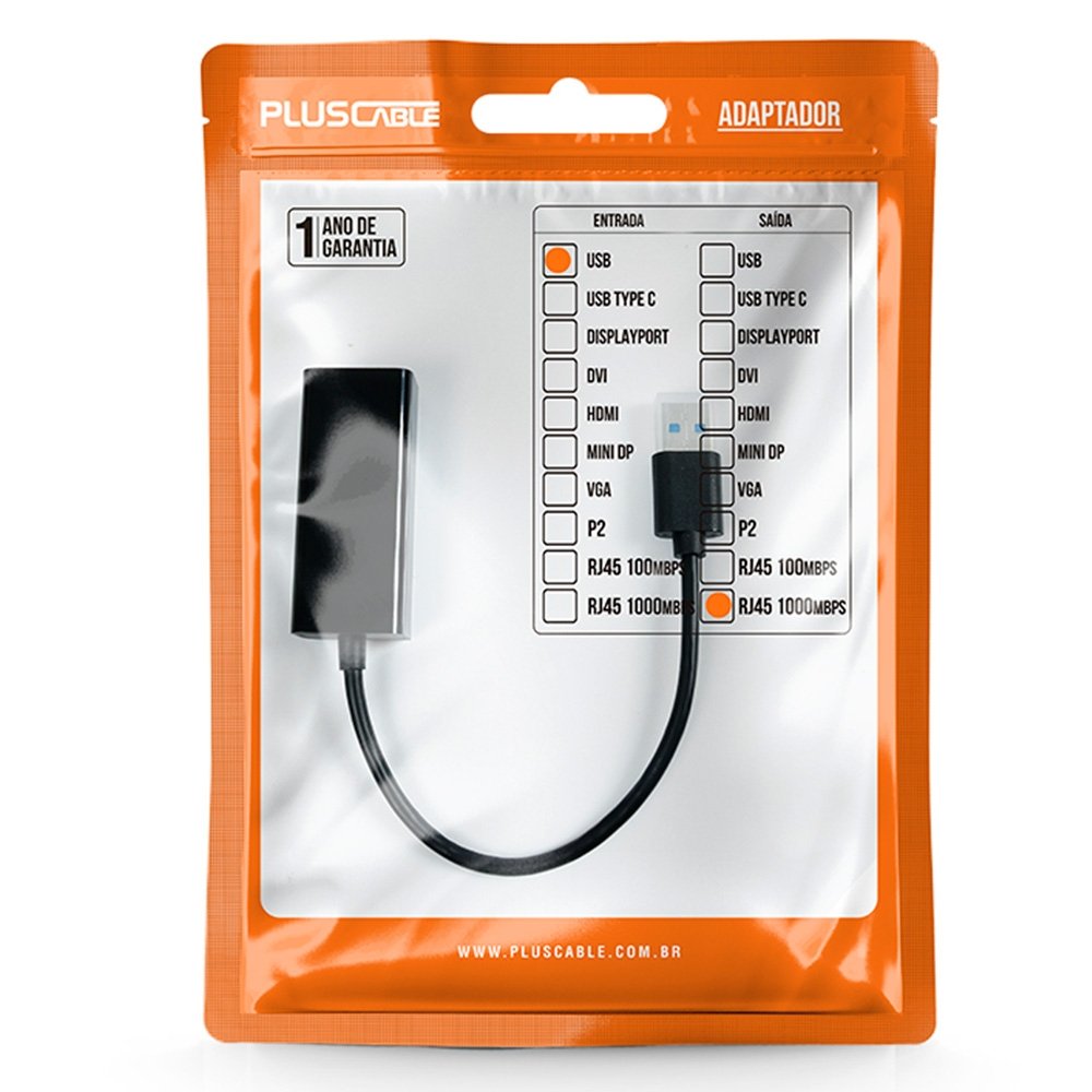 Imagem 4 de 4 do produto Adaptador USB 3.0 para RJ45 Plus Cable, 20 Centímetros - ADP-USBLAN1000BK