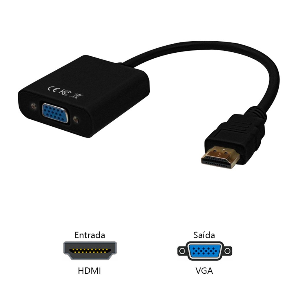 Imagem 2 de 3 do produto Cabo Adaptador HDMI para VGA + P2 Plus Cable, 10 Centímetros - ADP-HDMIVGA20BK
