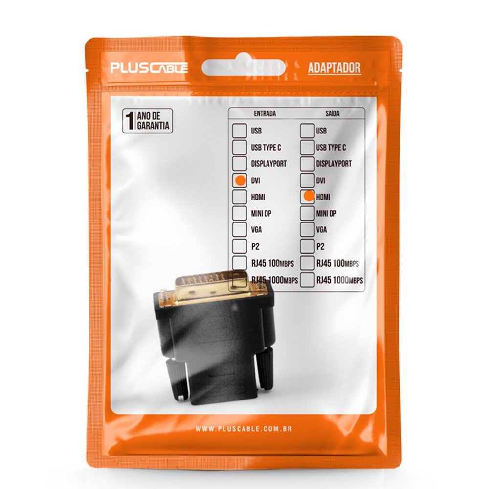 Imagem 4 de 4 do produto Adaptador de DVI para HDMI Plus Cable - ADP-DVIHDMI10BK
