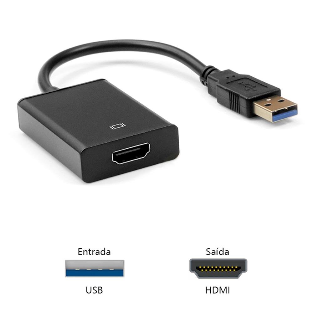 Imagem 2 de 4 do produto Cabo Adaptador de USB 2.0 para HDMI Plus Cable, 15 Centímetros - ADP-USBHDMI10BK