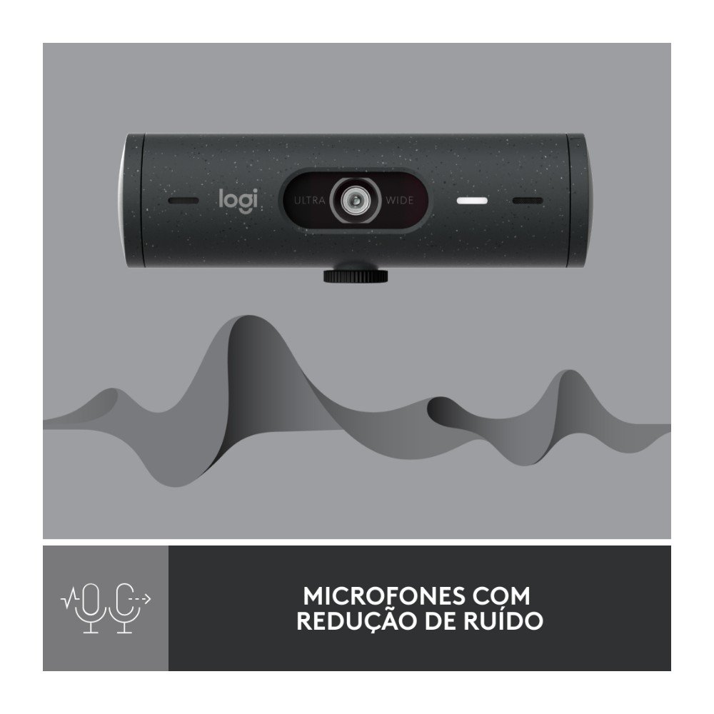 Webcam + Suporte Logitech Brio 500 Full HD, 1080p, 30 FPS, com Microfones Duplos, USB, Suporte Incluso, Grafite - 960-001412 Webcam + Suporte Logitech Brio 500 Full HD, 1080p, 30 FPS, com Microfones Duplos, USB, Suporte Incluso, Grafite - 960-001412