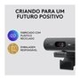Webcam + Suporte Logitech Brio 500 Full HD, 1080p, 30 FPS, com Microfones Duplos, USB, Suporte Incluso, Grafite - 960-001412