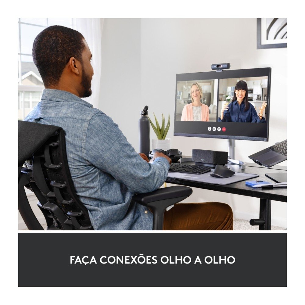 Webcam + Suporte Logitech Brio 500 Full HD, 1080p, 30 FPS, com Microfones Duplos, USB, Suporte Incluso, Grafite - 960-001412 - view 12