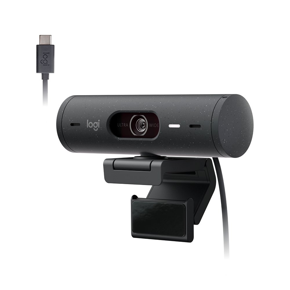Webcam + Suporte Logitech Brio 500 Full HD, 1080p, 30 FPS, com Microfones Duplos, USB, Suporte Incluso, Grafite - 960-001412 Webcam + Suporte Logitech Brio 500 Full HD, 1080p, 30 FPS, com Microfones Duplos, USB, Suporte Incluso, Grafite - 960-001412