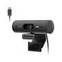Webcam + Suporte Logitech Brio 500 Full HD, 1080p, 30 FPS, com Microfones Duplos, USB, Suporte Incluso, Grafite - 960-001412