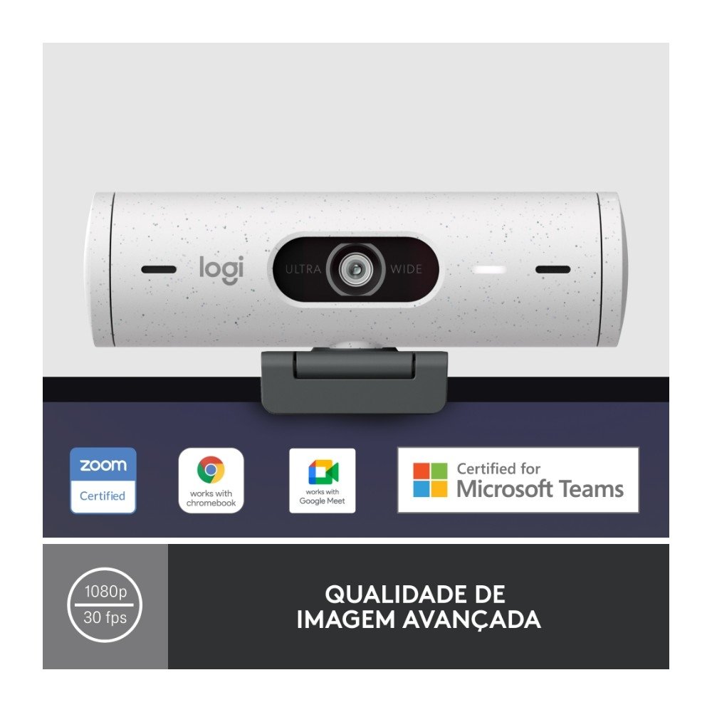 Webcam + Suporte ( Balão.info) Brio 500 Full HD, 1080p, 30 FPS, com Microfones Duplos, USB, Suporte Incluso, Branco - 960-( Balão.info - view 3