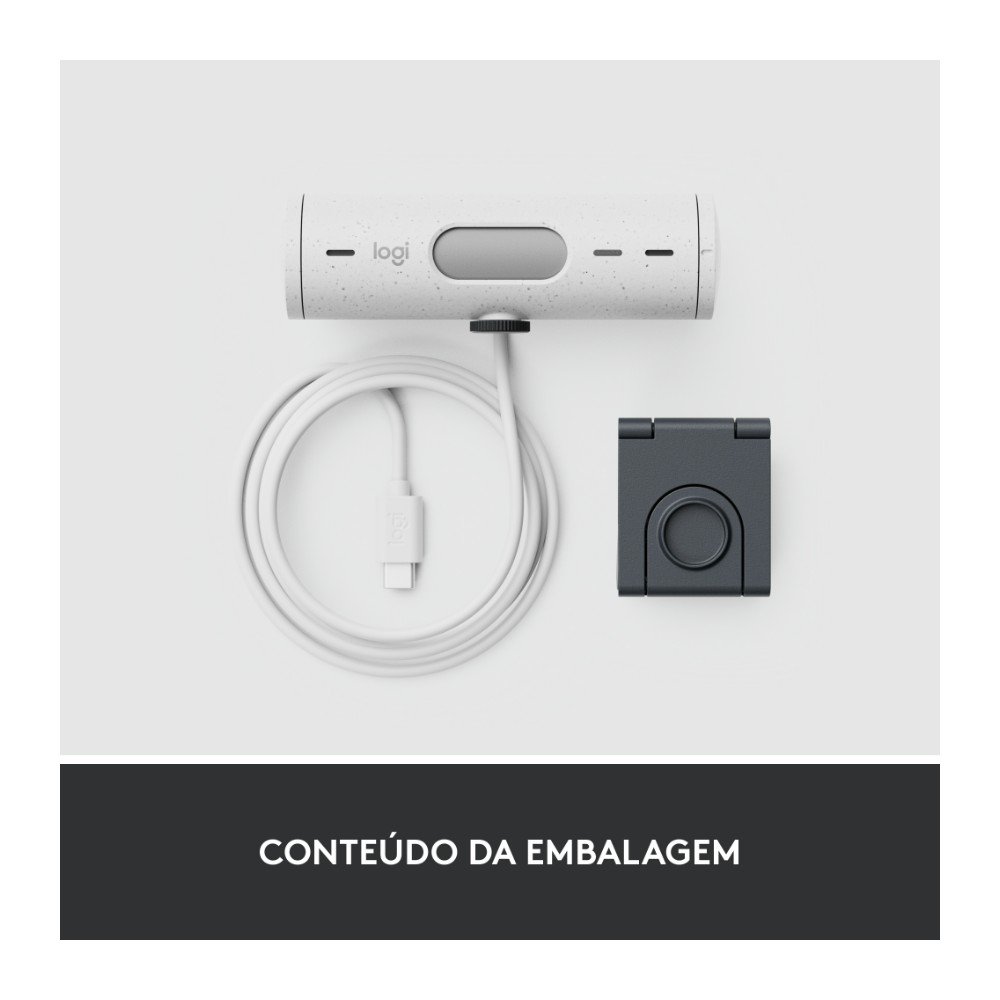 Webcam + Suporte Logitech Brio 500 Full HD, 1080p, 30 FPS, com Microfones Duplos, USB, Suporte Incluso, Branco - 960-001426 - view 12