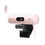 Webcam + Suporte Logitech Brio 500 Full HD, 1080p, 30 FPS, com Microfones Duplos, USB, Suporte Incluso, Rosa - 960-001418