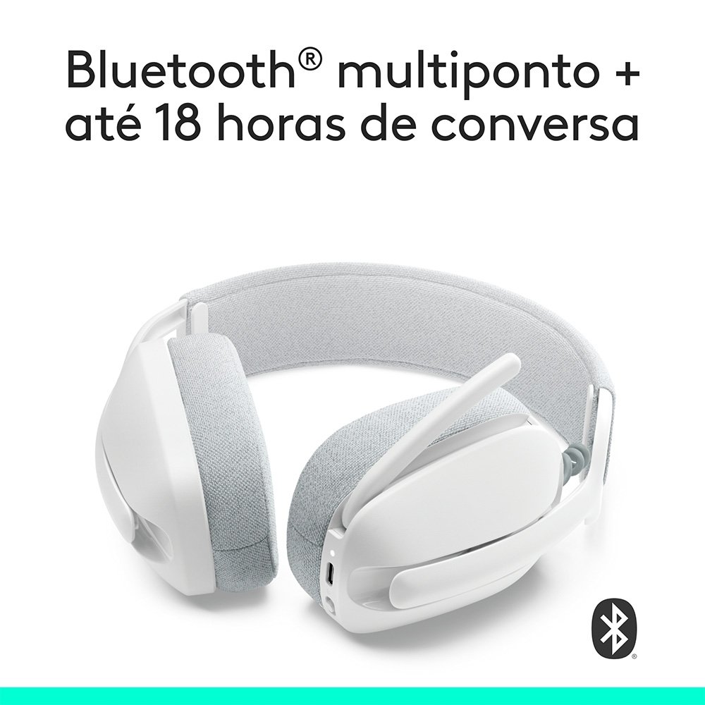 Imagem 5 de 10 do produto Headset Sem Fio Logitech Zone Vibe 100, Drivers 40 mm, USB, Bluetooth, PC, Mobile, Branco - 981-001218