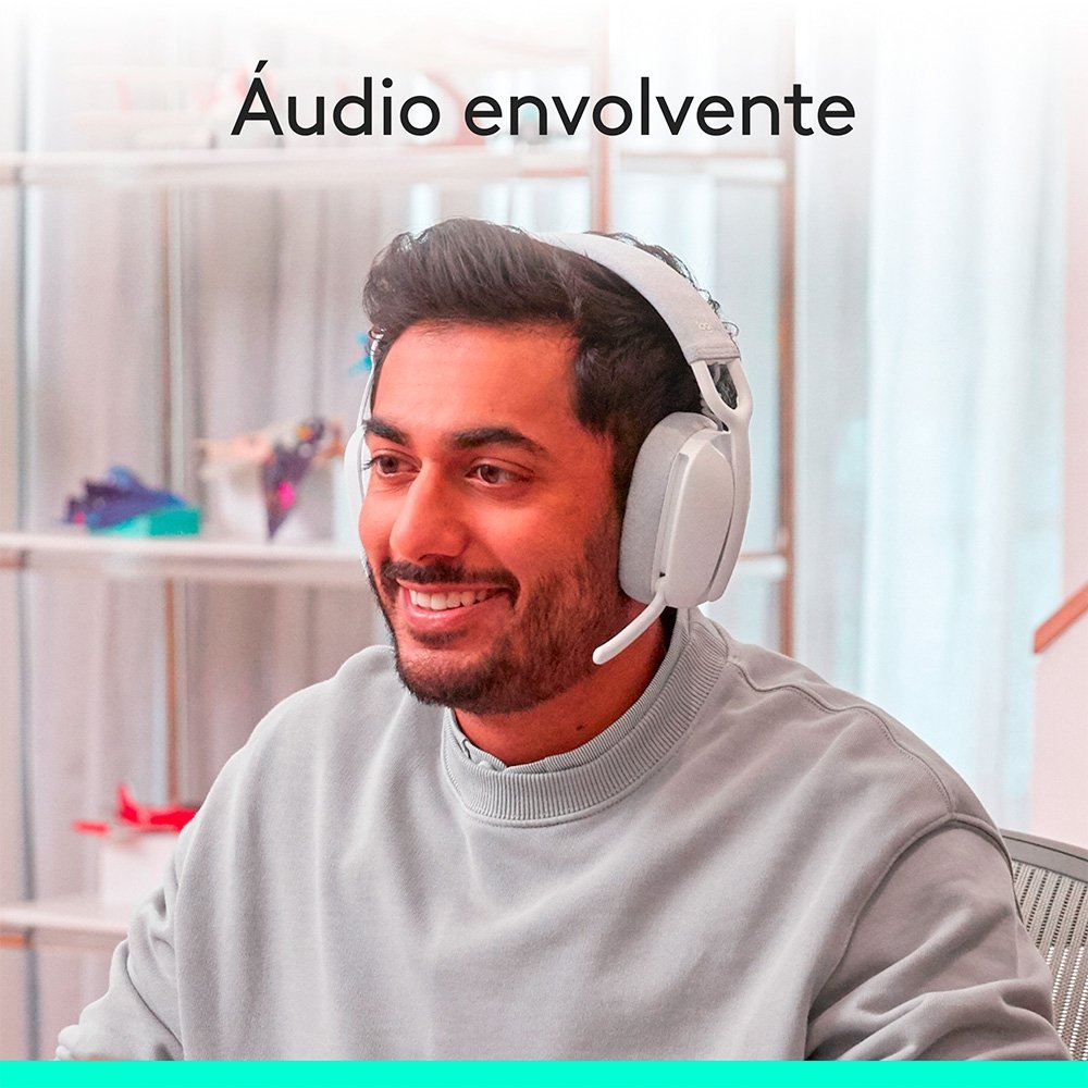 Imagem 4 de 10 do produto Headset Sem Fio Logitech Zone Vibe 100, Drivers 40 mm, USB, Bluetooth, PC, Mobile, Branco - 981-001218