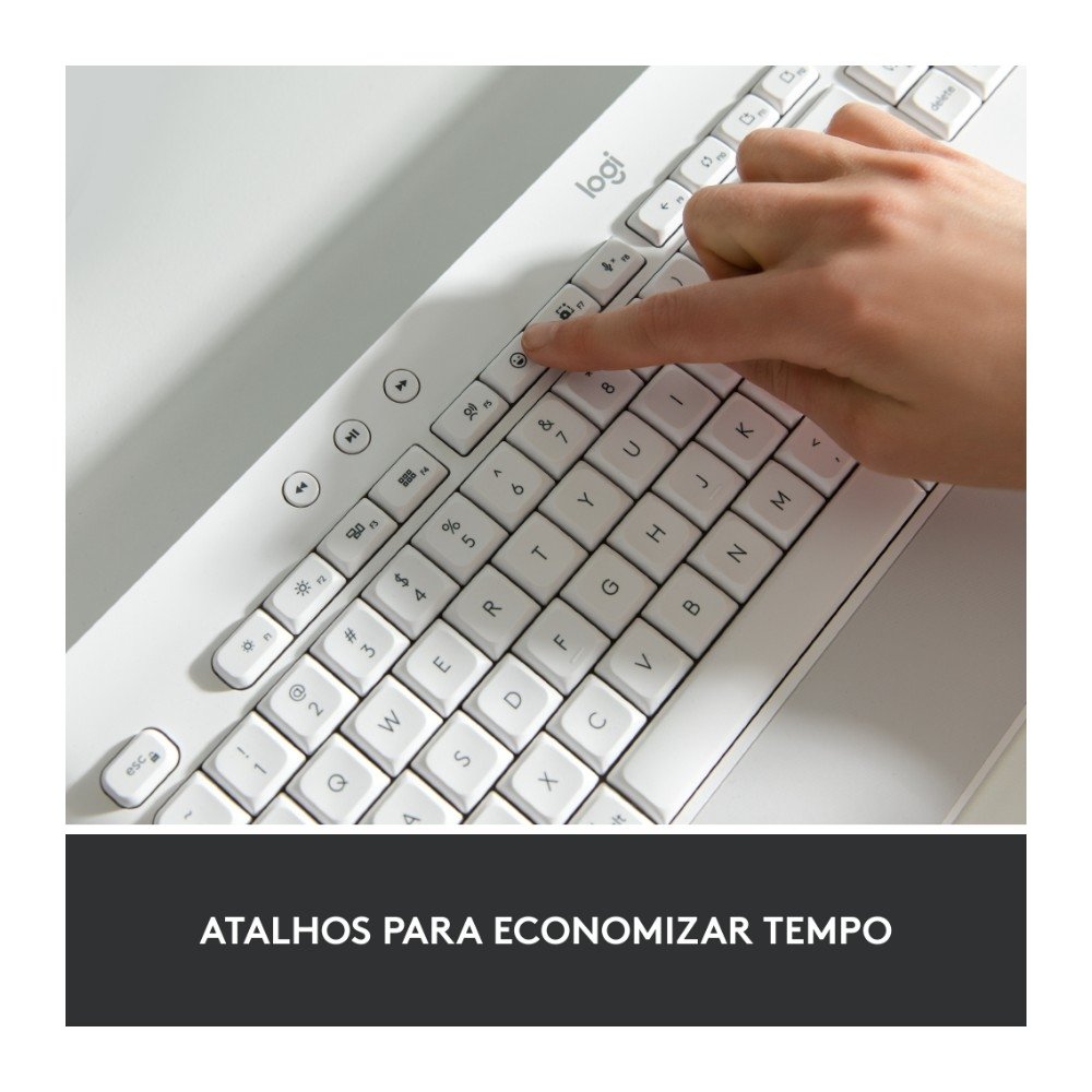 Teclado Sem Fio Logitech Signature K650, Bluetooth, USB, Com Apoio para as Mãos, US, Branco - 920-010965 - view 3