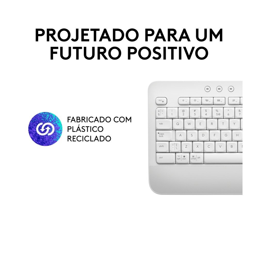 Teclado Sem Fio Logitech Signature K650, Bluetooth, USB, Com Apoio para as Mãos, US, Branco - 920-010965 - view 5