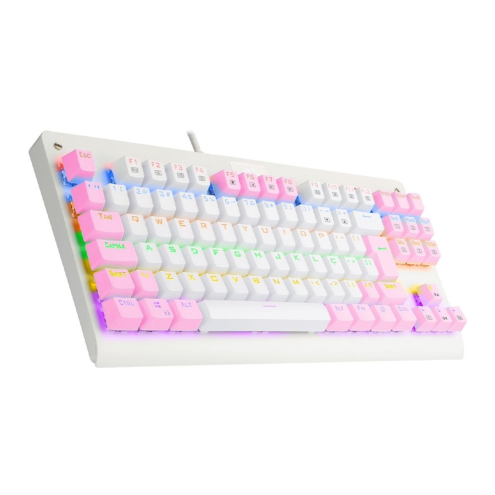 Teclado Mecânico Gamer ( Balão.info) Dark Avenger, Rainbow Branco e Rosa, Switch Blue, ( Balão.info), Branco - K568WP-R (PT-BLUE - foto 2