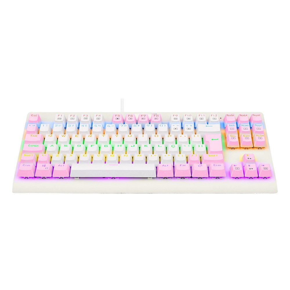 Teclado Mecânico Gamer ( Balão.info) Dark Avenger, Rainbow Branco e Rosa, Switch Blue, ( Balão.info), Branco - K568WP-R (PT-BLUE - foto 4