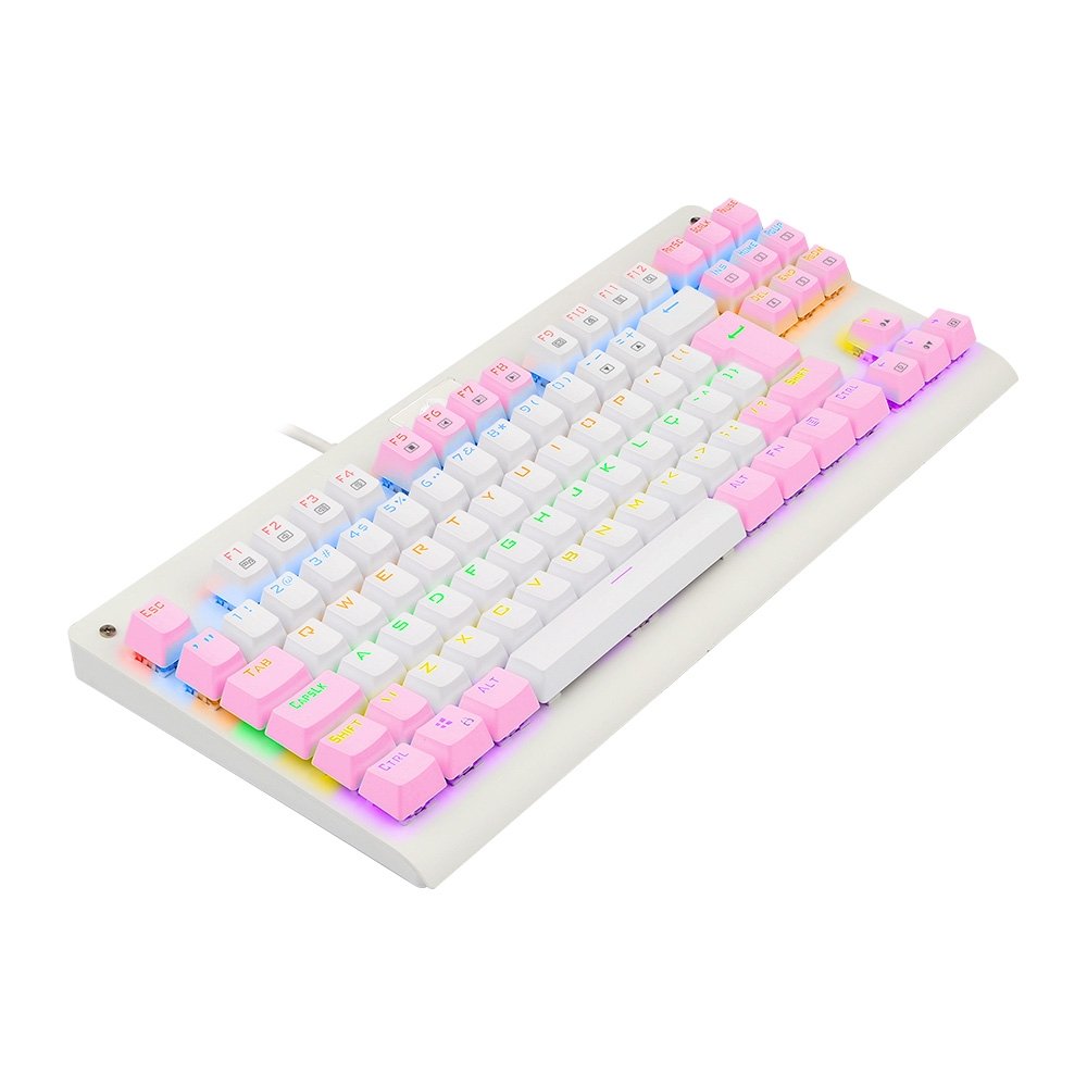 Teclado Mecânico Gamer ( Balão.info) Dark Avenger, Rainbow Branco e Rosa, Switch Blue, ( Balão.info), Branco - K568WP-R (PT-BLUE - foto 5