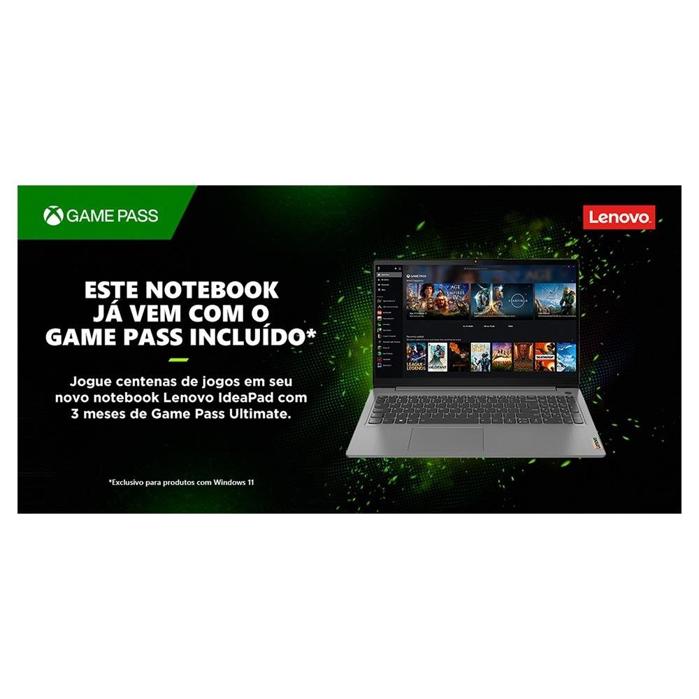Notebook Lenovo IdeaPad 3i Intel Core i7-1165G7, 8GB RAM, 256GB SSD, 15.6" FHD, Win 11, Cinza - 82MD0008BR Notebook Lenovo IdeaPad 3i Intel Core i7-1165G7, 8GB RAM, 256GB SSD, 15.6" FHD, Win 11, Cinza - 82MD0008BR