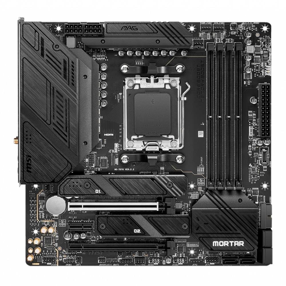 Kit Processador AMD Ryzen 7 7700X + Placa Mãe B650M MSI MAG Mortar Wi-Fi, AMD AM5, mATX, DDR5 - MAG B650M MORTAR WIFI - view 2