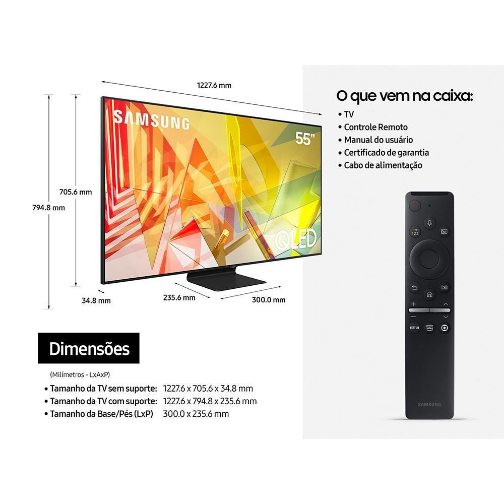 Imagem 7 de 11 do produto Smart TV Samsung 55 Polegadas QLED 4K Q90T, HDMI, USB, Bluetooth, Wifi, Tela Sem Limites, Alexa Built In, Google Assistente - QN55Q90TDGXZD