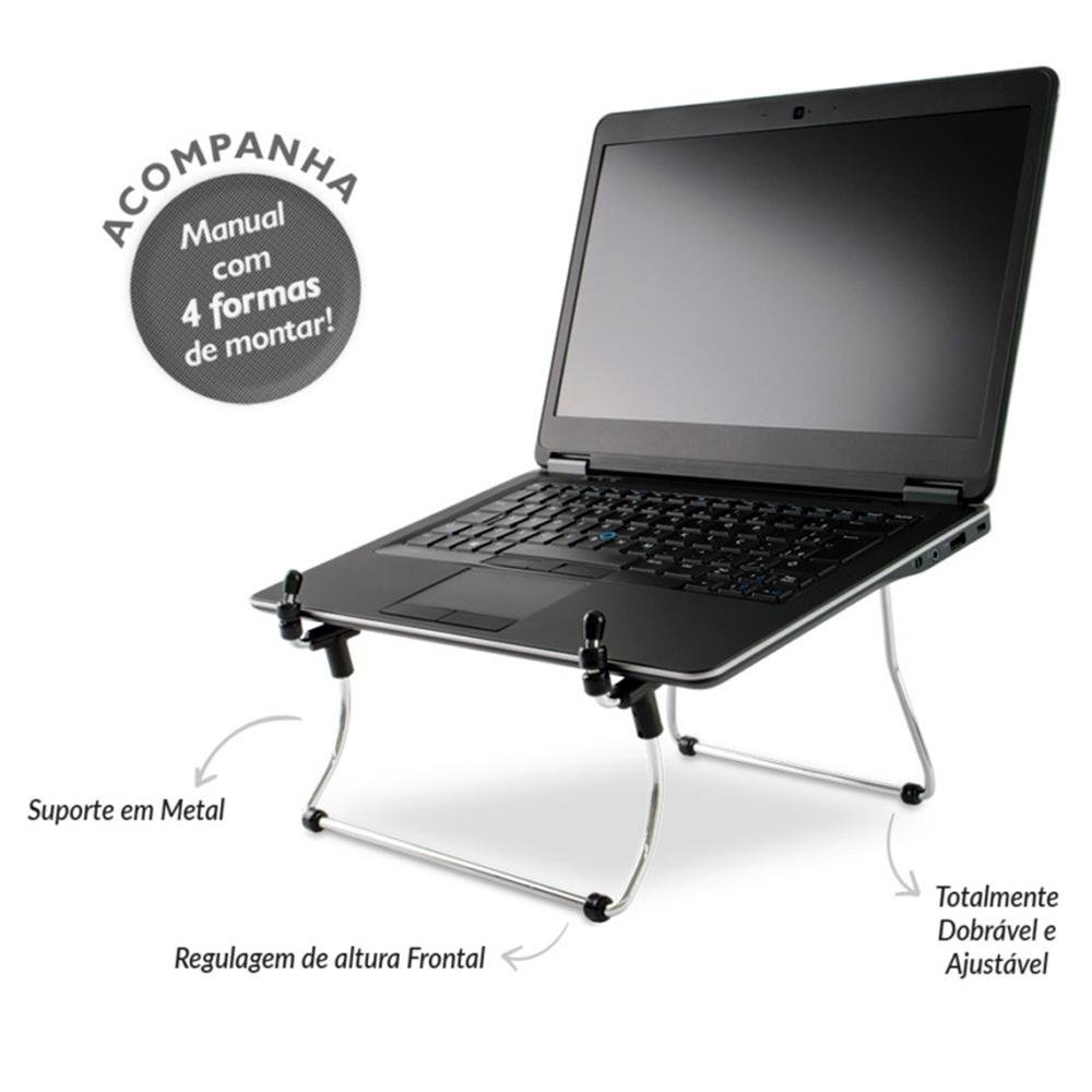 Imagem 5 de 5 do produto Suporte para Notebook Reliza Steel, Múltiplas Opções de Inclinação, Cromado - 9617