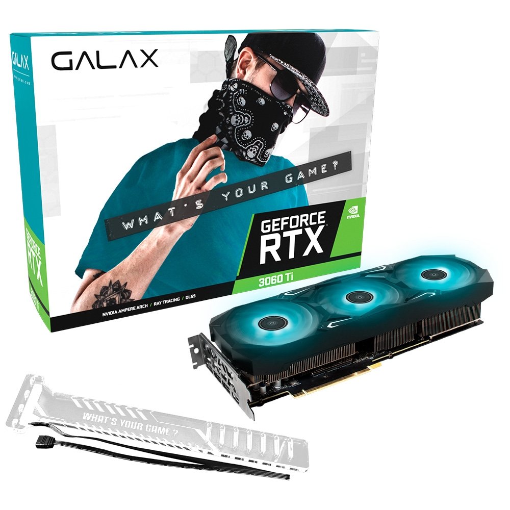 Imagem 2 de 7 do produto Placa de Vídeo RTX 3060 Ti 1-Click OC Plus SG Galax NVIDIA GeForce, 8 GB GDDR6X, DLSS, Ray Tracing - 36ISM6MD1GSP