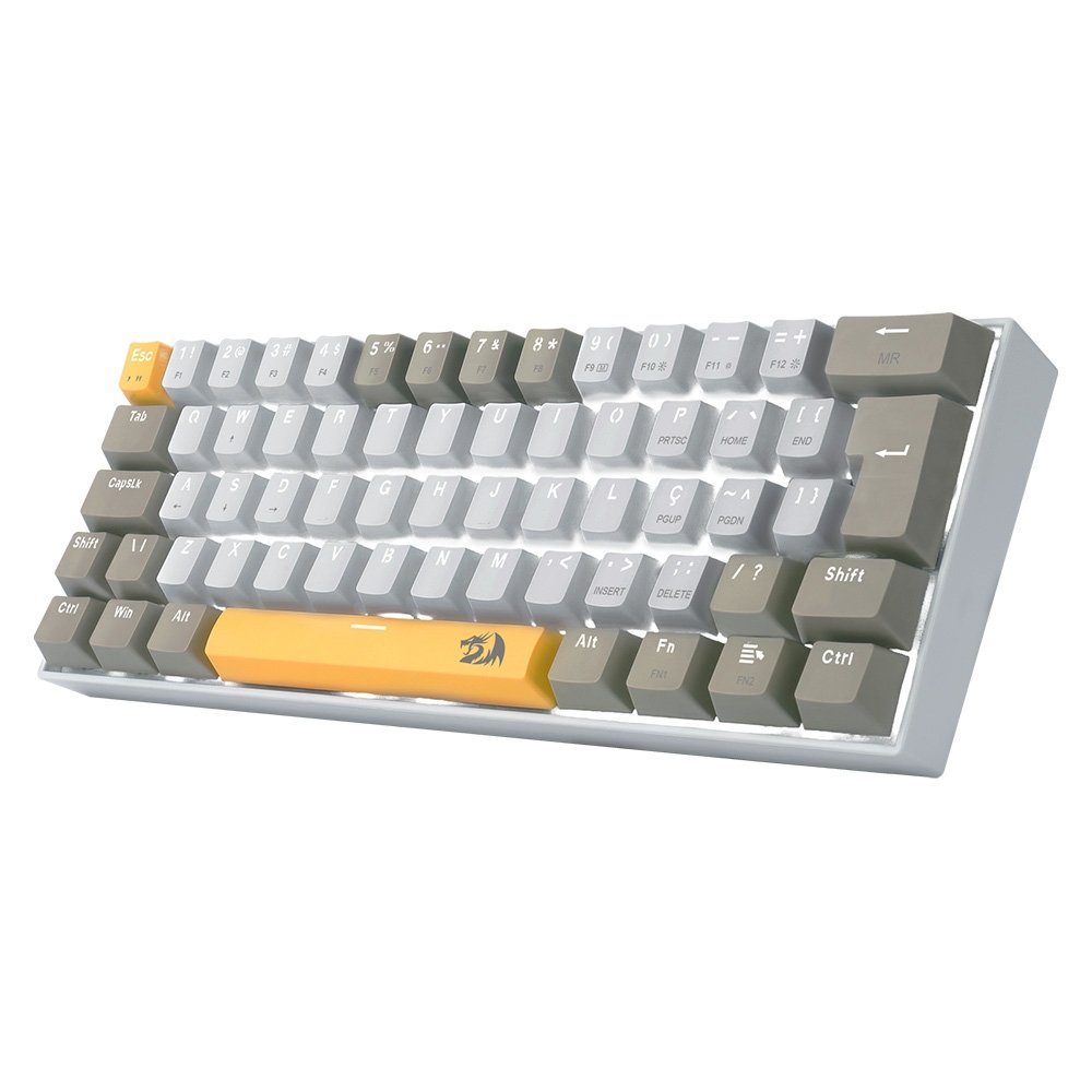 Teclado Gamer Redragon Lakshmi, Switch Brown, Layout 60%, ABNT2, Cinza - K606-YL&WT&GY (PT-BROWN) - view 3