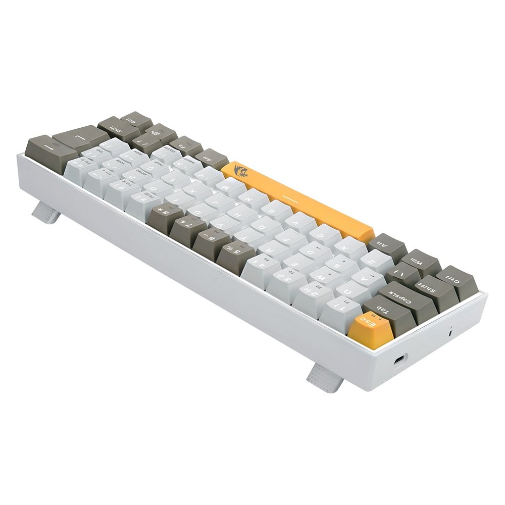 Imagem 6 de 9 do produto Teclado Gamer Redragon Lakshmi, Switch Brown, Layout 60%, ABNT2, Cinza - K606-YL&WT&GY (PT-BROWN)