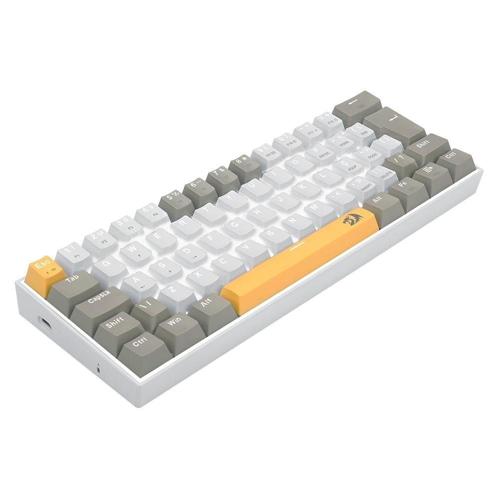 Imagem 4 de 9 do produto Teclado Gamer Redragon Lakshmi, Switch Brown, Layout 60%, ABNT2, Cinza - K606-YL&WT&GY (PT-BROWN)