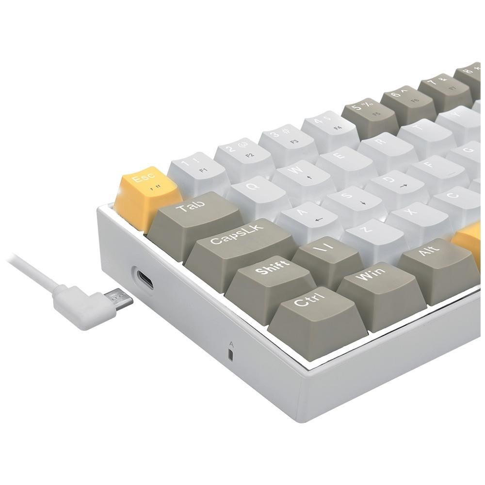 Imagem 8 de 9 do produto Teclado Gamer Redragon Lakshmi, Switch Brown, Layout 60%, ABNT2, Cinza - K606-YL&WT&GY (PT-BROWN)