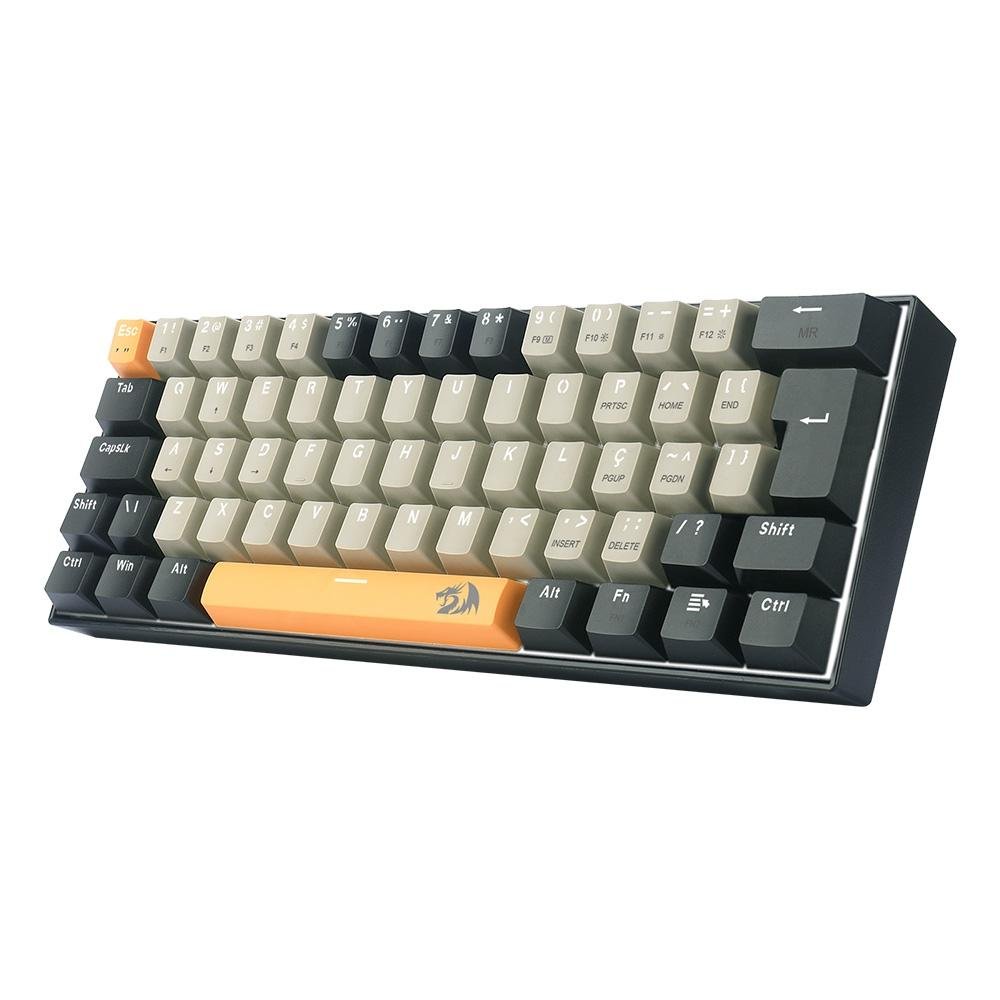 Teclado Gamer Redragon Lakshmi, Switch Brown,  Layout 60%, ABNT2 , Preto - K606-OG&GY&BK (PT-BROWN)