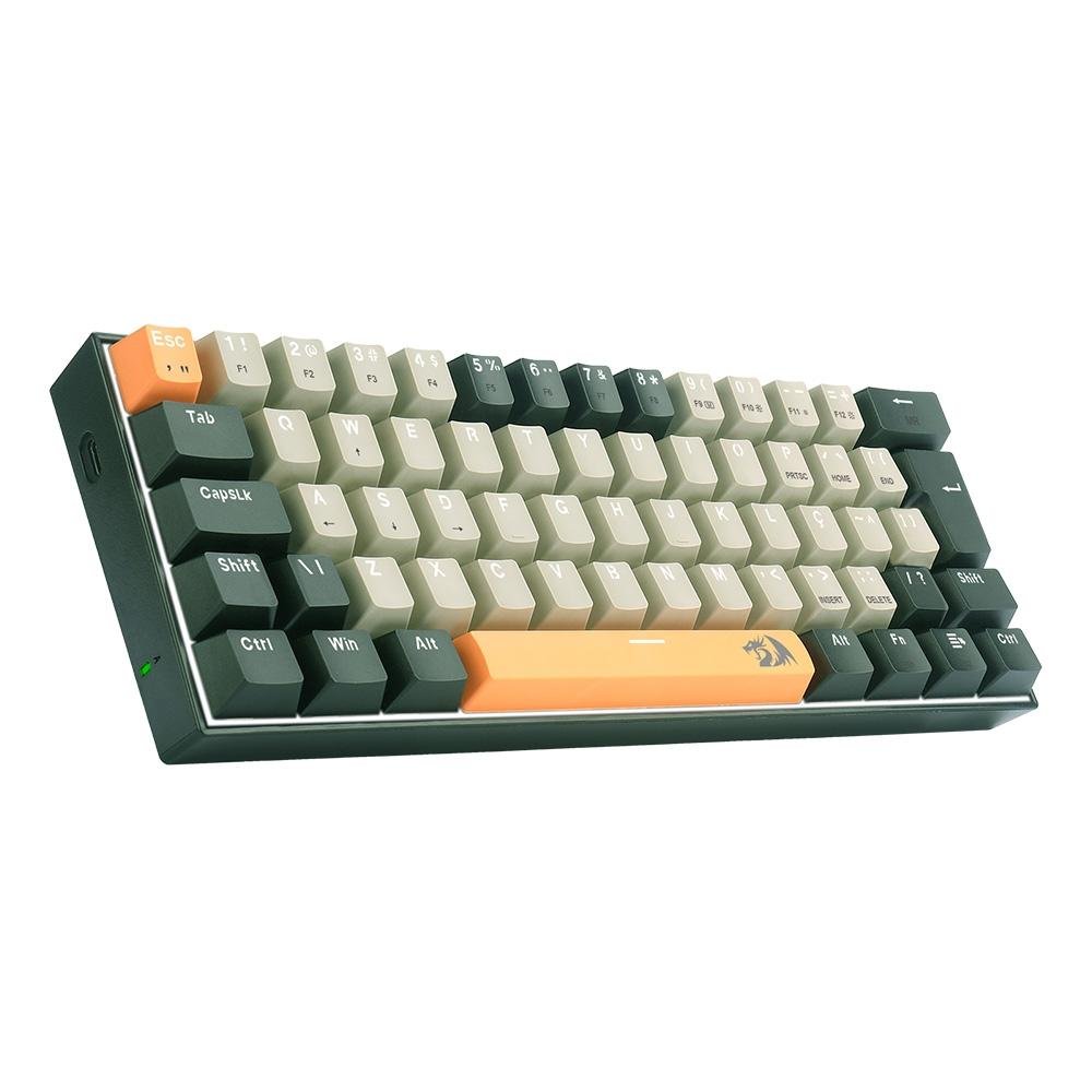 Teclado Gamer Redragon Lakshmi, Switch Brown,  Layout 60%, ABNT2 , Preto - K606-OG&GY&BK (PT-BROWN)