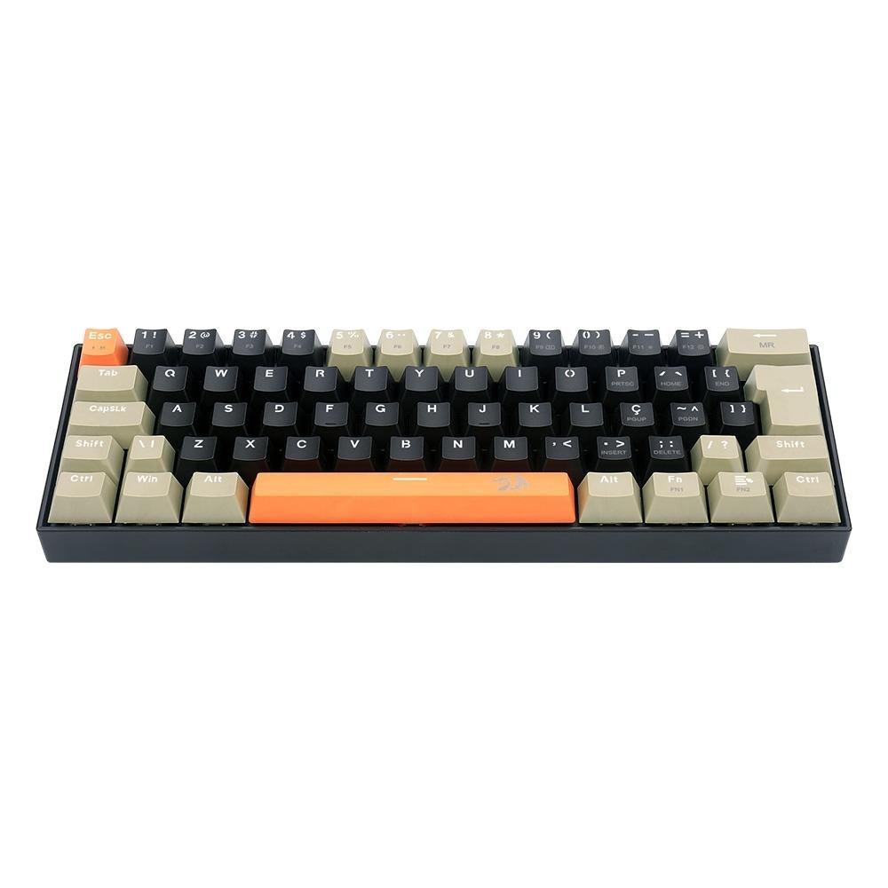 Teclado Gamer Redragon Lakshmi, Switch Brown, Layout 60%, ABNT2, Preto - K606-OG&BK&GY (PT-BROWN) Teclado Gamer Redragon Lakshmi, Switch Brown, Layout 60%, ABNT2, Preto - K606-OG&BK&GY (PT-BROWN)