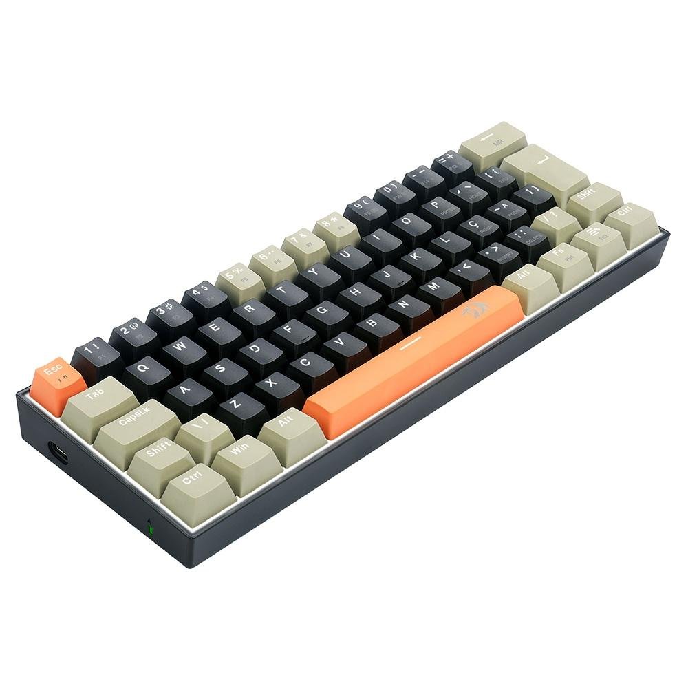 Teclado Gamer Redragon Lakshmi, Switch Brown, Layout 60%, ABNT2, Preto - K606-OG&BK&GY (PT-BROWN) Teclado Gamer Redragon Lakshmi, Switch Brown, Layout 60%, ABNT2, Preto - K606-OG&BK&GY (PT-BROWN)