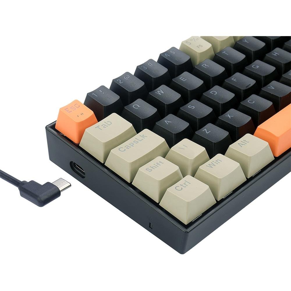 Teclado Gamer Redragon Lakshmi, Switch Brown, Layout 60%, ABNT2, Preto - K606-OG&BK&GY (PT-BROWN) Teclado Gamer Redragon Lakshmi, Switch Brown, Layout 60%, ABNT2, Preto - K606-OG&BK&GY (PT-BROWN)