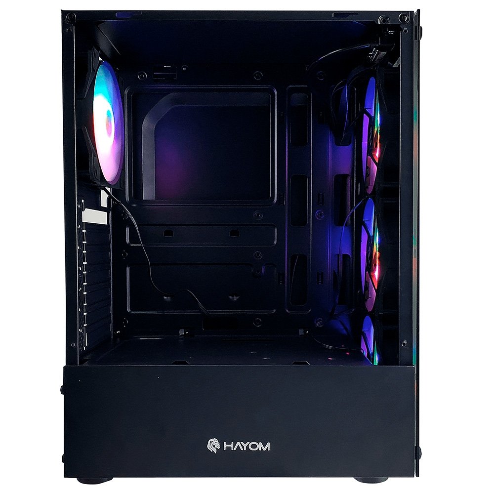 Imagem 4 de 6 do produto Gabinete Gamer Hayom GB1749, Mid Tower, RGB, ATX, Lateral e Frontal em Vidro Temperado, 4x Cooler Fan RGB, Preto - GB.17.10.49