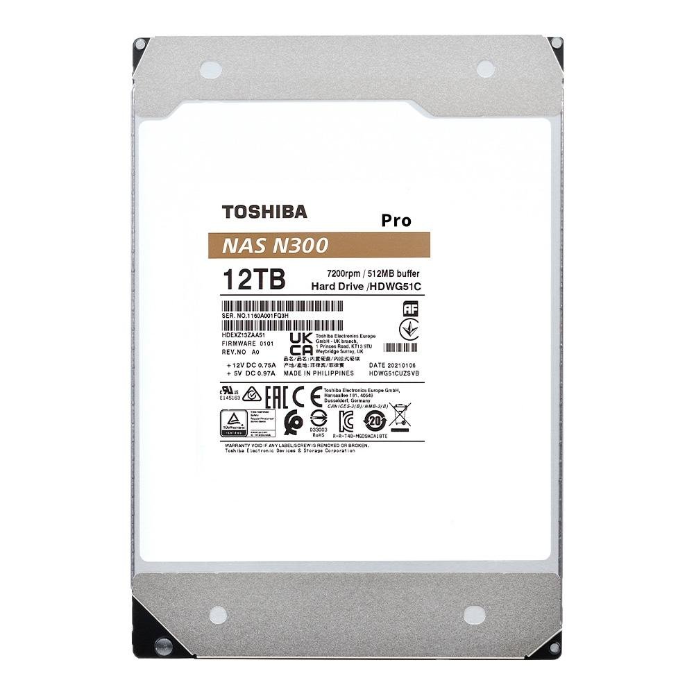 HD Toshiba N300 Pro, NAS, 12TB, 3.5', 512MB, 7200RPM, SATA - HDWG51CXZSTB