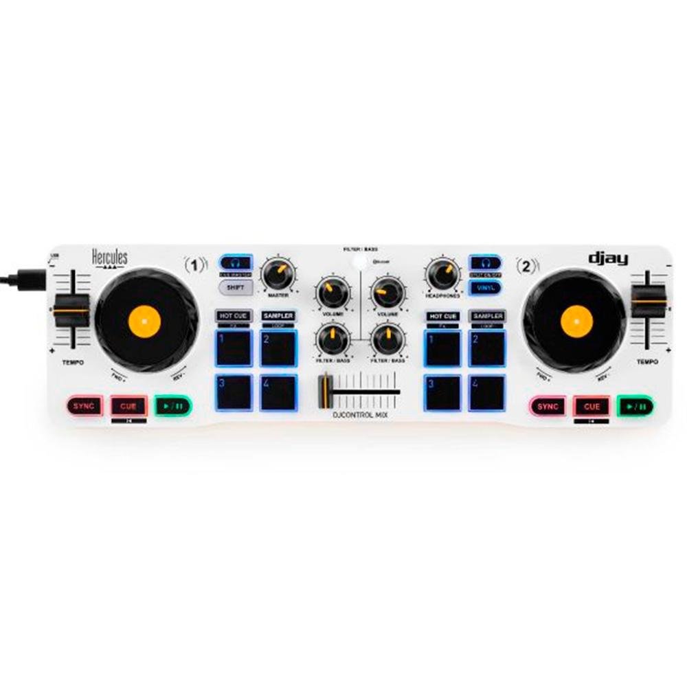 Controladora DJ Hercules Control Mix Sem Fio, Bluetooth, Branco