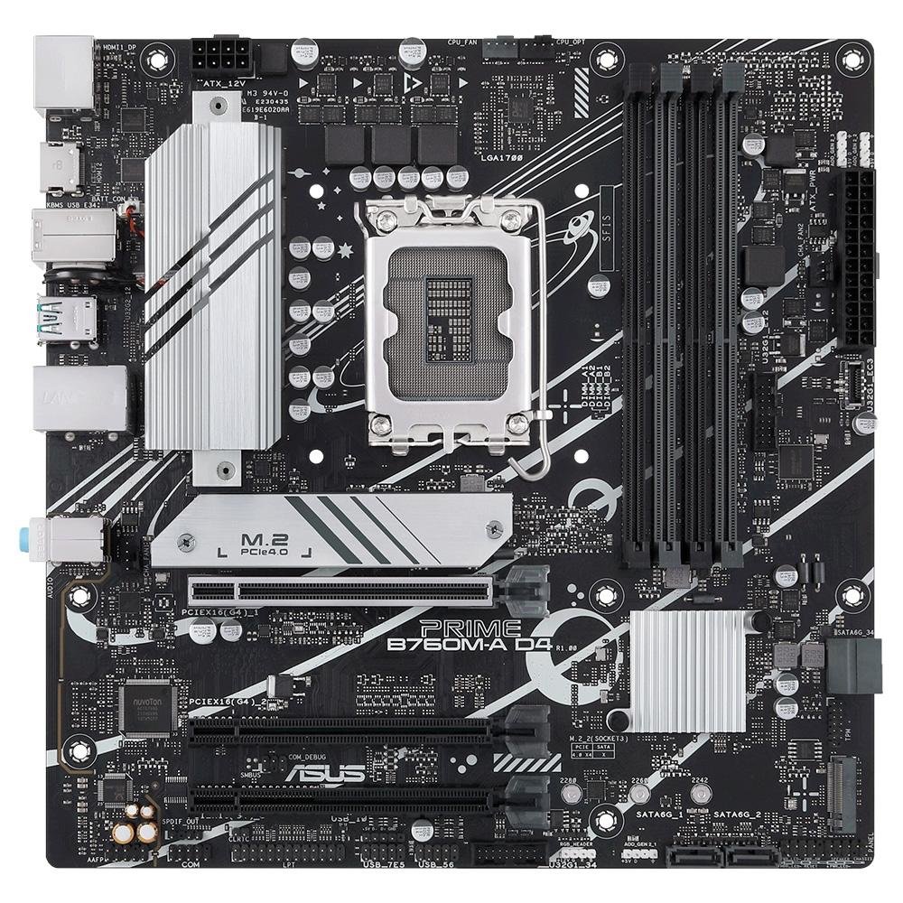 Placa-Mãe ASUS Prime B760M-A, Intel LGA 1700, D4, mATX, DDR4, Preto - 90MB1D00-M0EAY0 - view 3