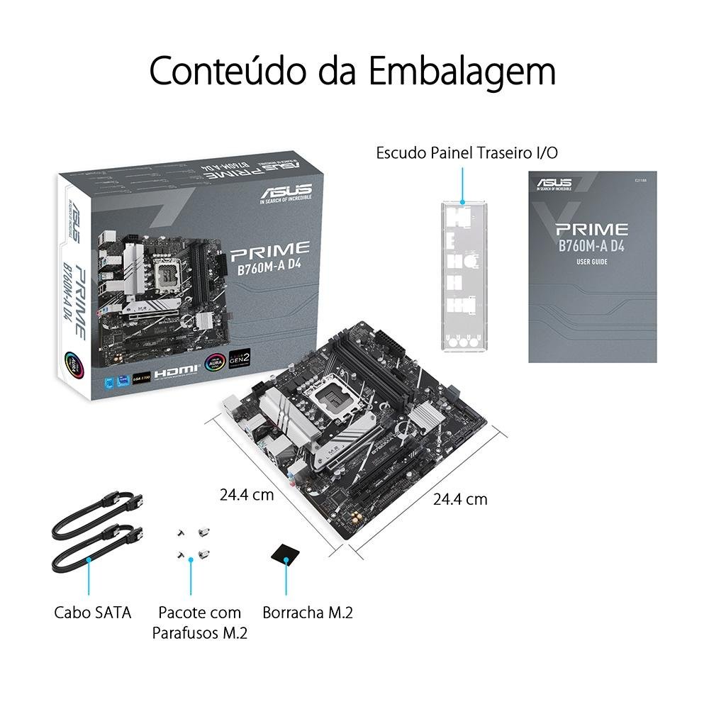 Placa-Mãe ASUS Prime B760M-A, Intel LGA 1700, D4, mATX, DDR4, Preto - 90MB1D00-M0EAY0 - view 12