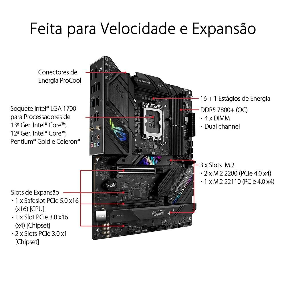 Placa-Mãe ASUS ROG STRIX B760-F Gaming Wi-Fi, Intel LGA 1700, ATX, DDR5, Wi-Fi, Preto - 90MB1CT0-M0EAY0 - view 9