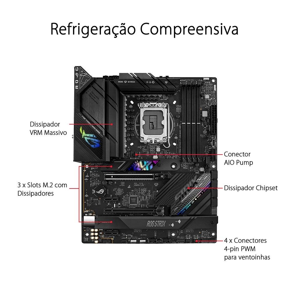 Placa-Mãe ASUS ROG STRIX B760-F Gaming Wi-Fi, Intel LGA 1700, ATX, DDR5, Wi-Fi, Preto - 90MB1CT0-M0EAY0 - view 10