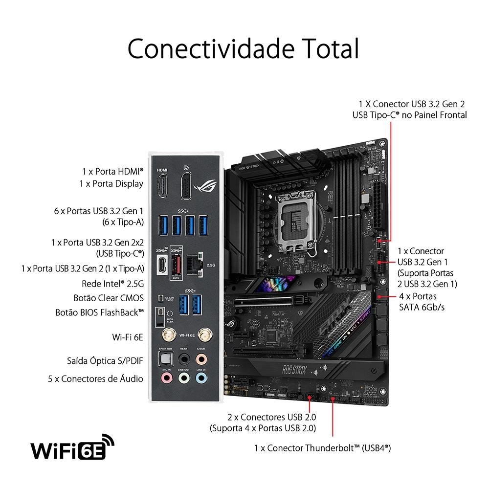 Placa-Mãe ASUS ROG STRIX B760-F Gaming Wi-Fi, Intel LGA 1700, ATX, DDR5, Wi-Fi, Preto - 90MB1CT0-M0EAY0 - view 12