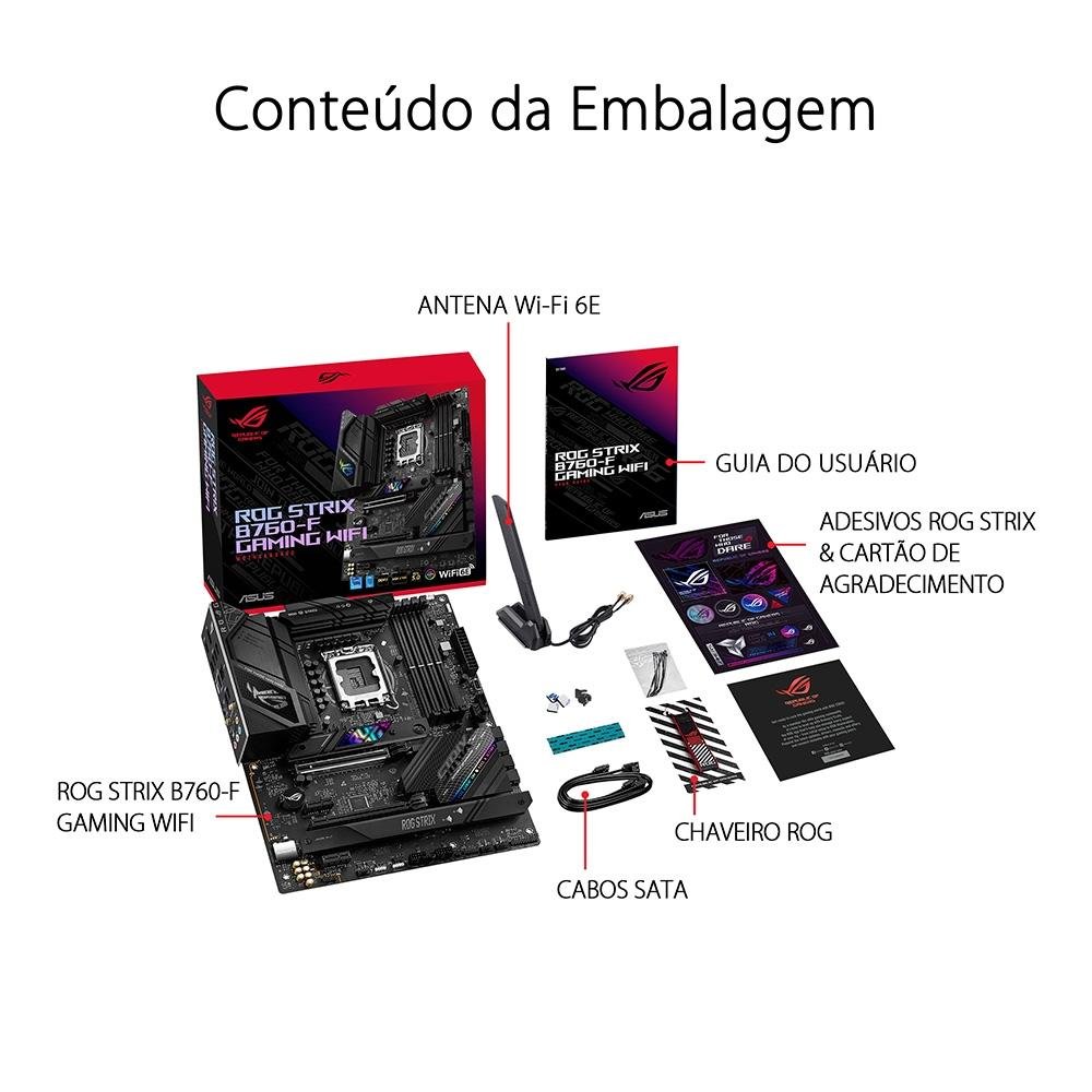 Placa-Mãe ASUS ROG STRIX B760-F Gaming Wi-Fi, Intel LGA 1700, ATX, DDR5, Wi-Fi, Preto - 90MB1CT0-M0EAY0 - view 13