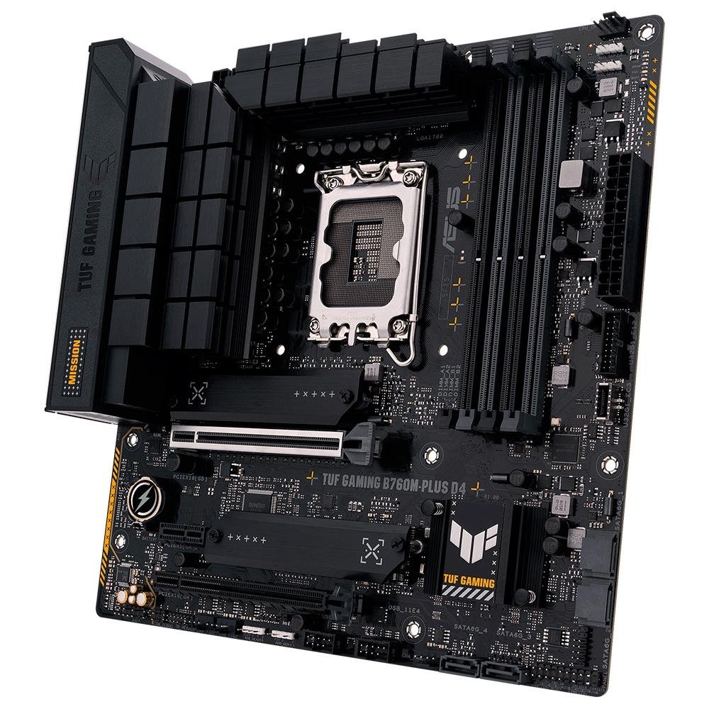 Placa-Mãe ASUS TUF GAMING B760M-Plus, Intel LGA 1700, mATX, D4, DDR4, Preto - 90MB1DI0-M0EAY0 Placa-Mãe ASUS TUF GAMING B760M-Plus, Intel LGA 1700, mATX, D4, DDR4, Preto - 90MB1DI0-M0EAY0