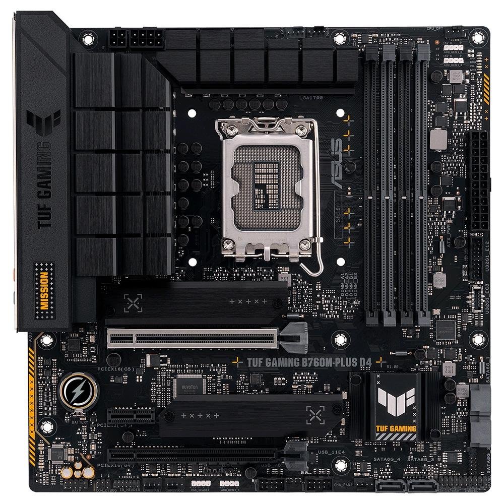 Placa-Mãe ASUS TUF GAMING B760M-Plus, Intel LGA 1700, mATX, D4, DDR4, Preto - 90MB1DI0-M0EAY0 Placa-Mãe ASUS TUF GAMING B760M-Plus, Intel LGA 1700, mATX, D4, DDR4, Preto - 90MB1DI0-M0EAY0